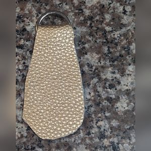 Gold pleather keyring handmade